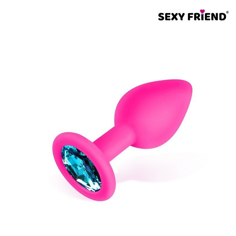 Пробка с голубым кристаллом "Sexy Friend" фуксия, S 